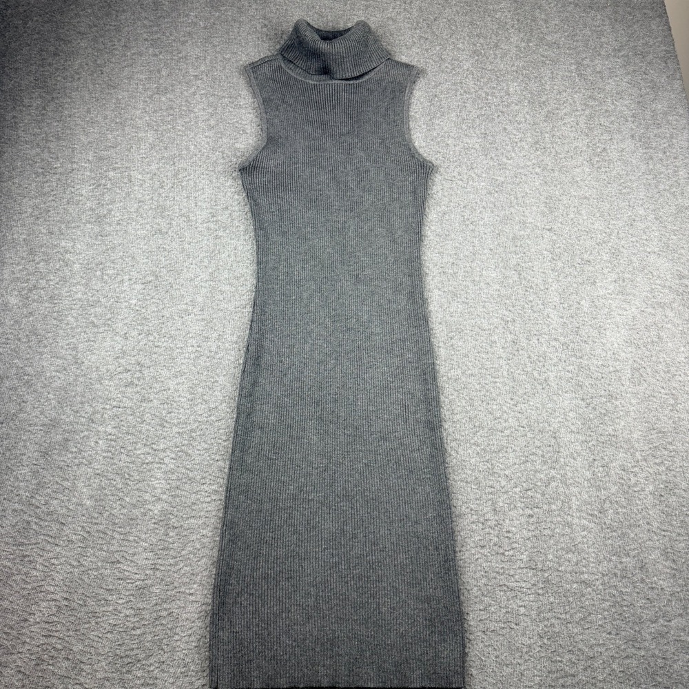 Romeo + Juliet Couture Gray Medium Sleeveless Turtleneck Ribbed Knit‎ Midi Dress